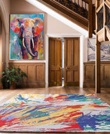 Bright Colorful Elephant Oil Painting Textured Canvas Wall Art Modern Animal Oil Painting Impressionist Home Decor
