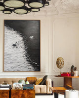White And Black Modern Animal Swan Oil Painting Impressionist Swan Wall Art Living Room Decoration