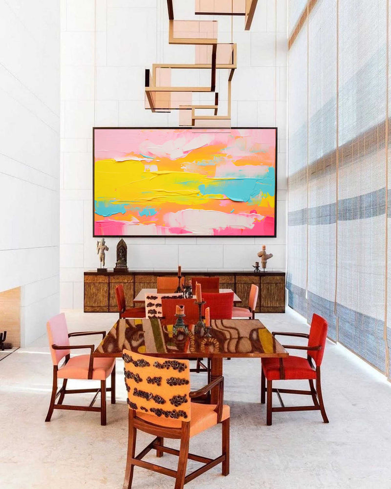 Large Bright Colorful Acrylic Painting Original Oil Painting On Canvas Modern Abstract Living Room Wall Art