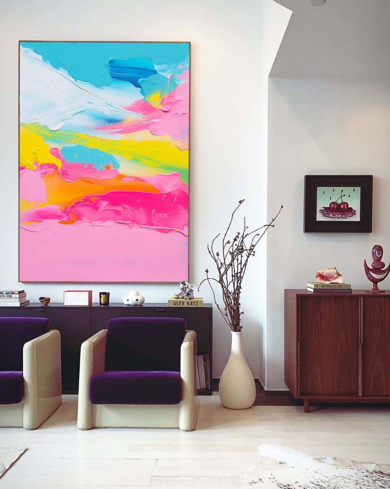 Bright Colorful Abstract Oil Painting On Canvas Large Colorful Original Painting Modern Texture Wall Art For Living Room