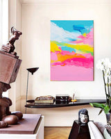 Bright Colorful Abstract Oil Painting On Canvas Large Colorful Original Painting Modern Texture Wall Art For Living Room