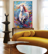 Large Modern Texture Animal Oil Painting Color Horse Oil Painting Impressionist Horse Wall Art Living Room Decor