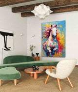 Color Horse Oil Painting Large Modern Texture Animal Oil Painting Impressionist Horse Wall Art Living Room Decor