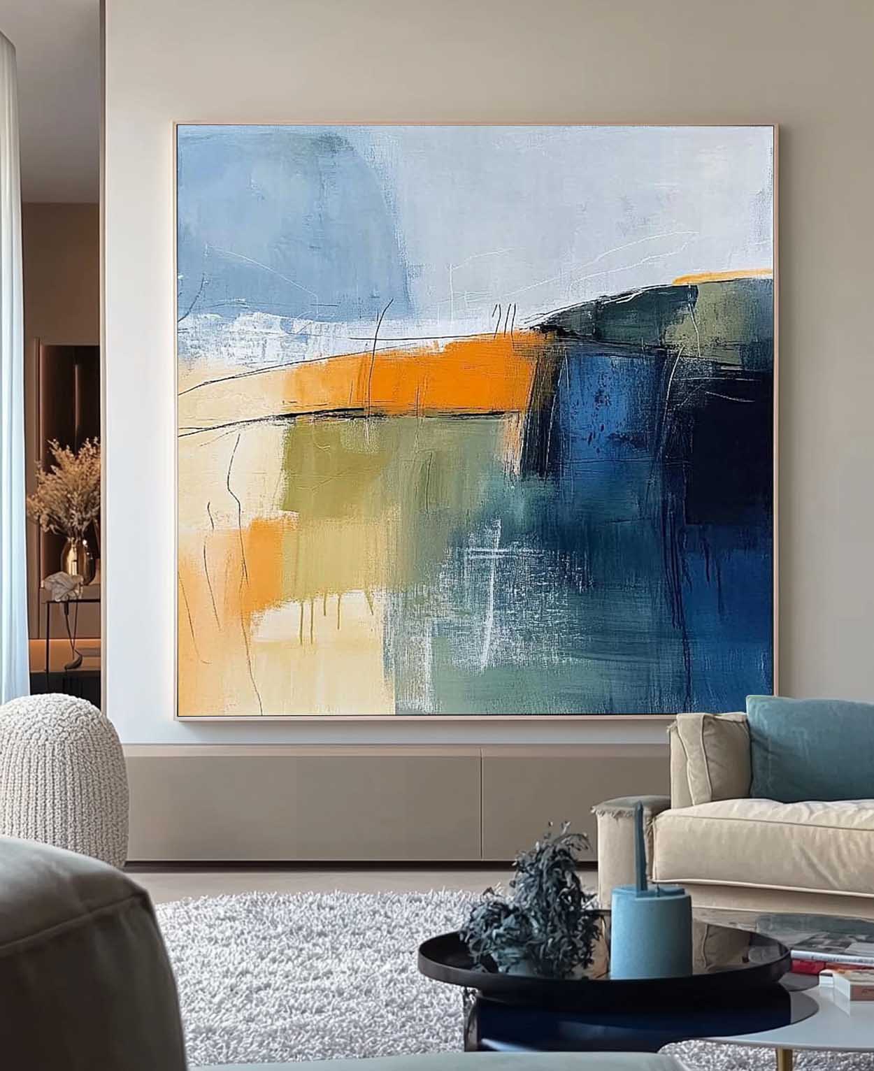 Large Abstract Oil Painting Original Canvas Wall Art Modern Textured Painting for Living Room Office Bedroom