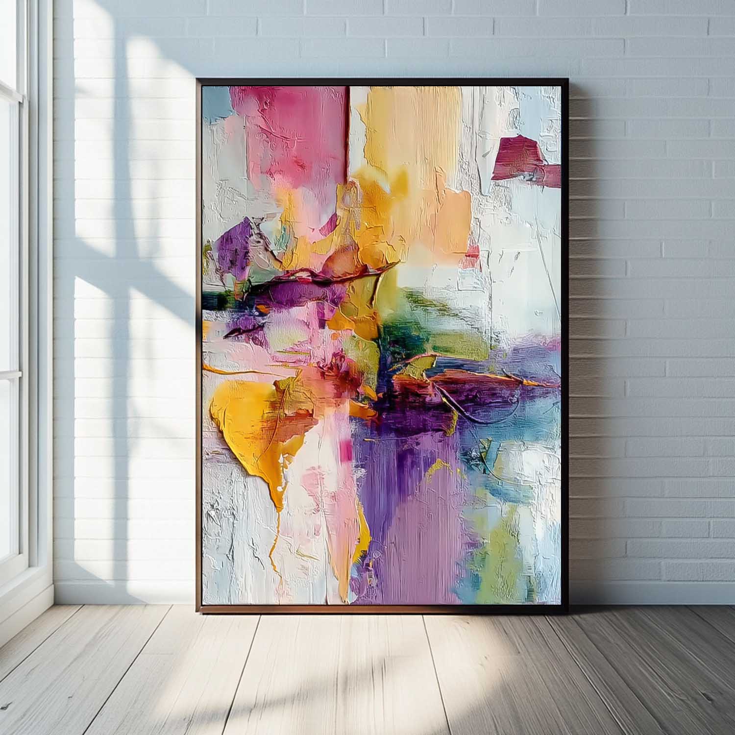 Original Scraper Oil Painting Bright Color Texture Acrylic painting Abstract Large Wall Art Fashion Art