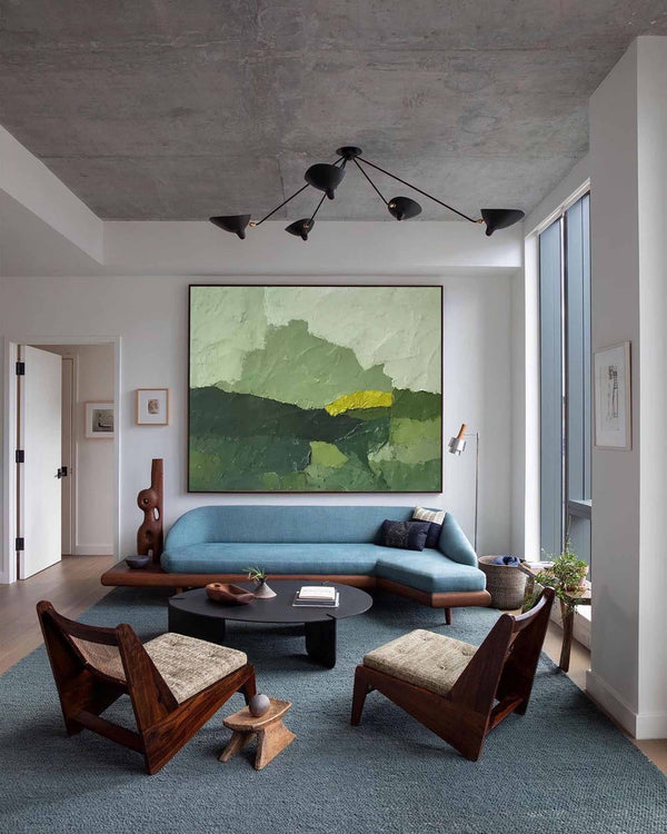 Large Green Abstract Oil Painting On Canvas Original Wall Art Modern Oil Painting Home Decoration