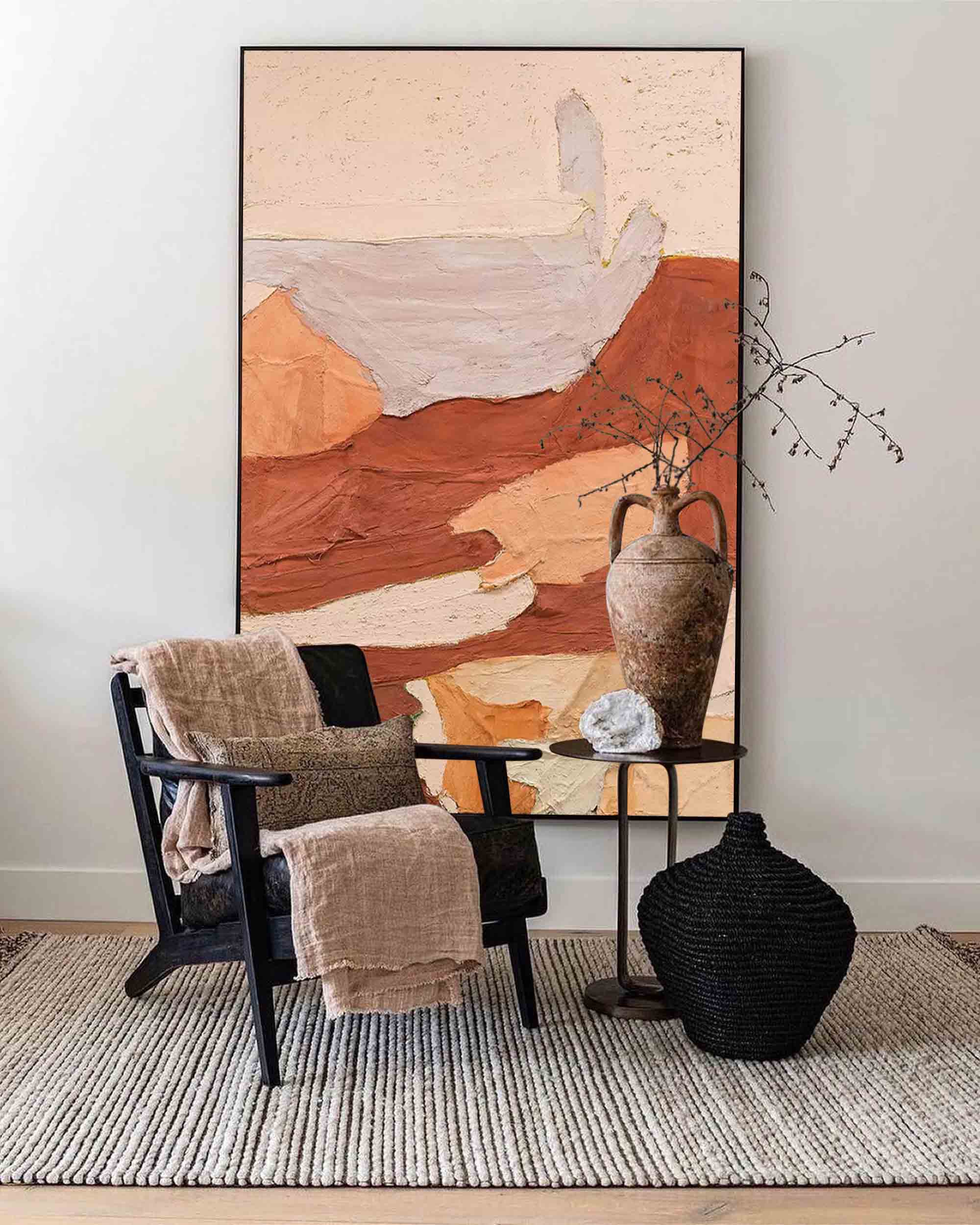 Warm Brown Abstract Oil Painting On Canvas Modern Wall Art Large Original Textured Acrylic Painting Home Decor