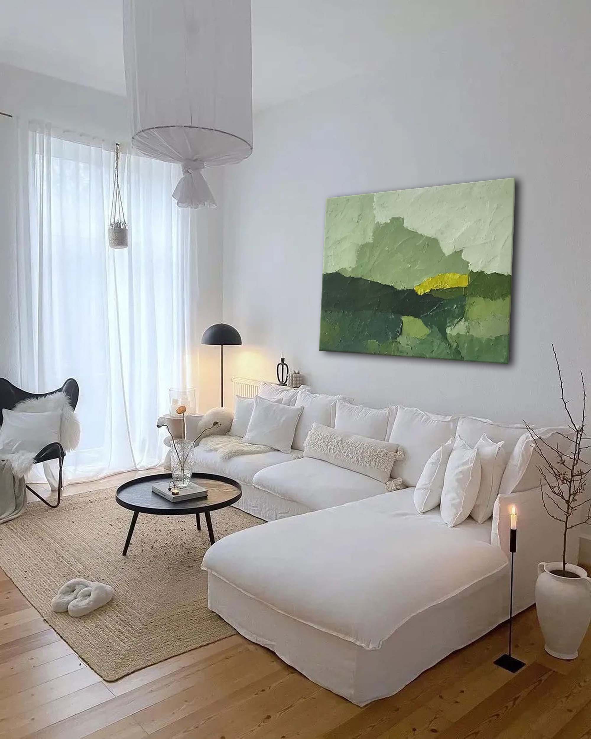 Large Green Abstract Oil Painting On Canvas Original Wall Art Modern Oil Painting Home Decoration