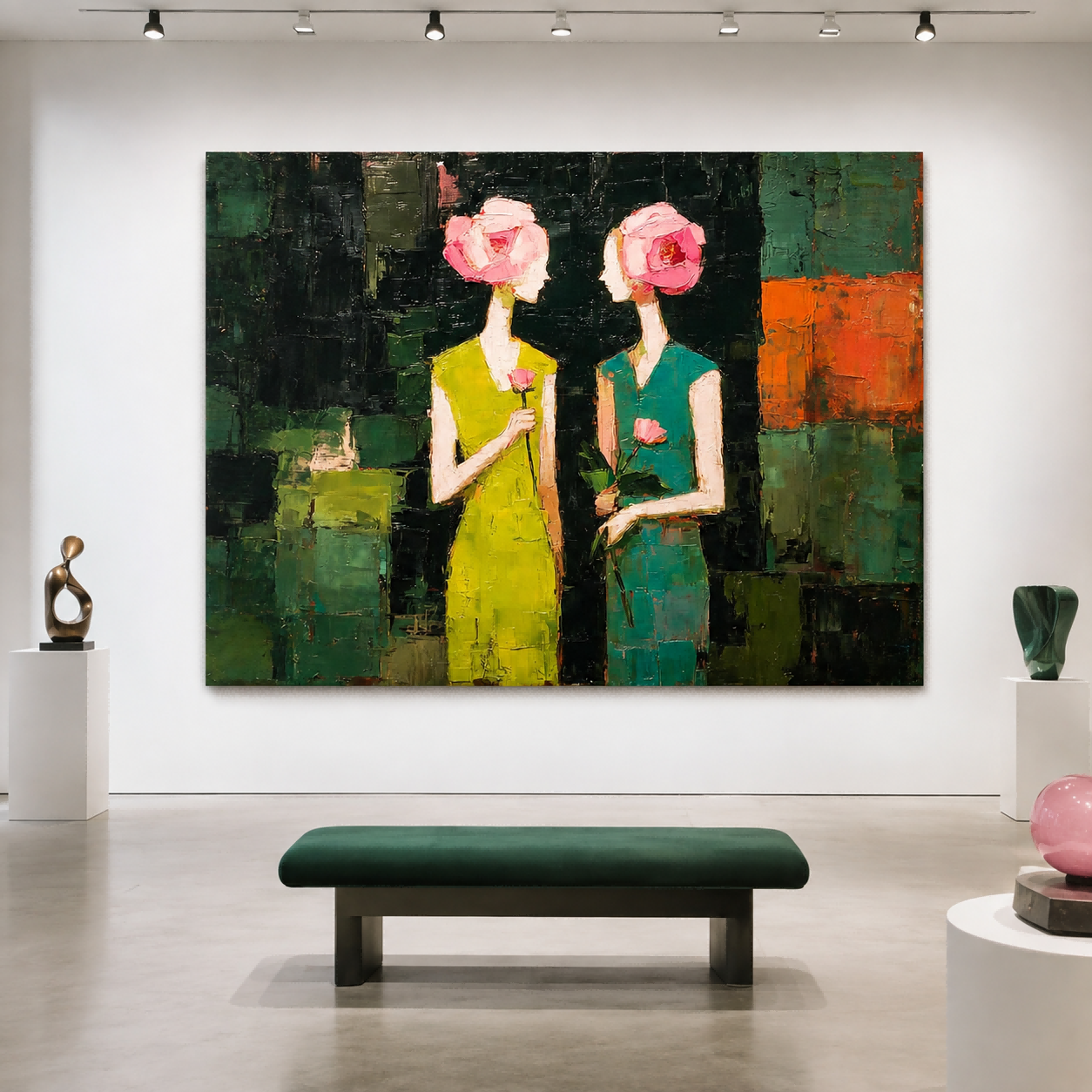 Vintage Floral Head Women Painting Abstract People Art For Living Room Decor