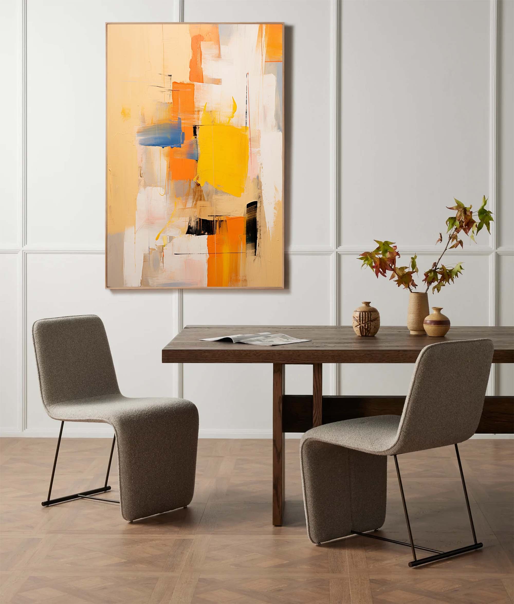 Original Oil Painting On Canvas Large Abstract Wall Art Modern Bright Yellow Acrylic Painting Living Room Decor