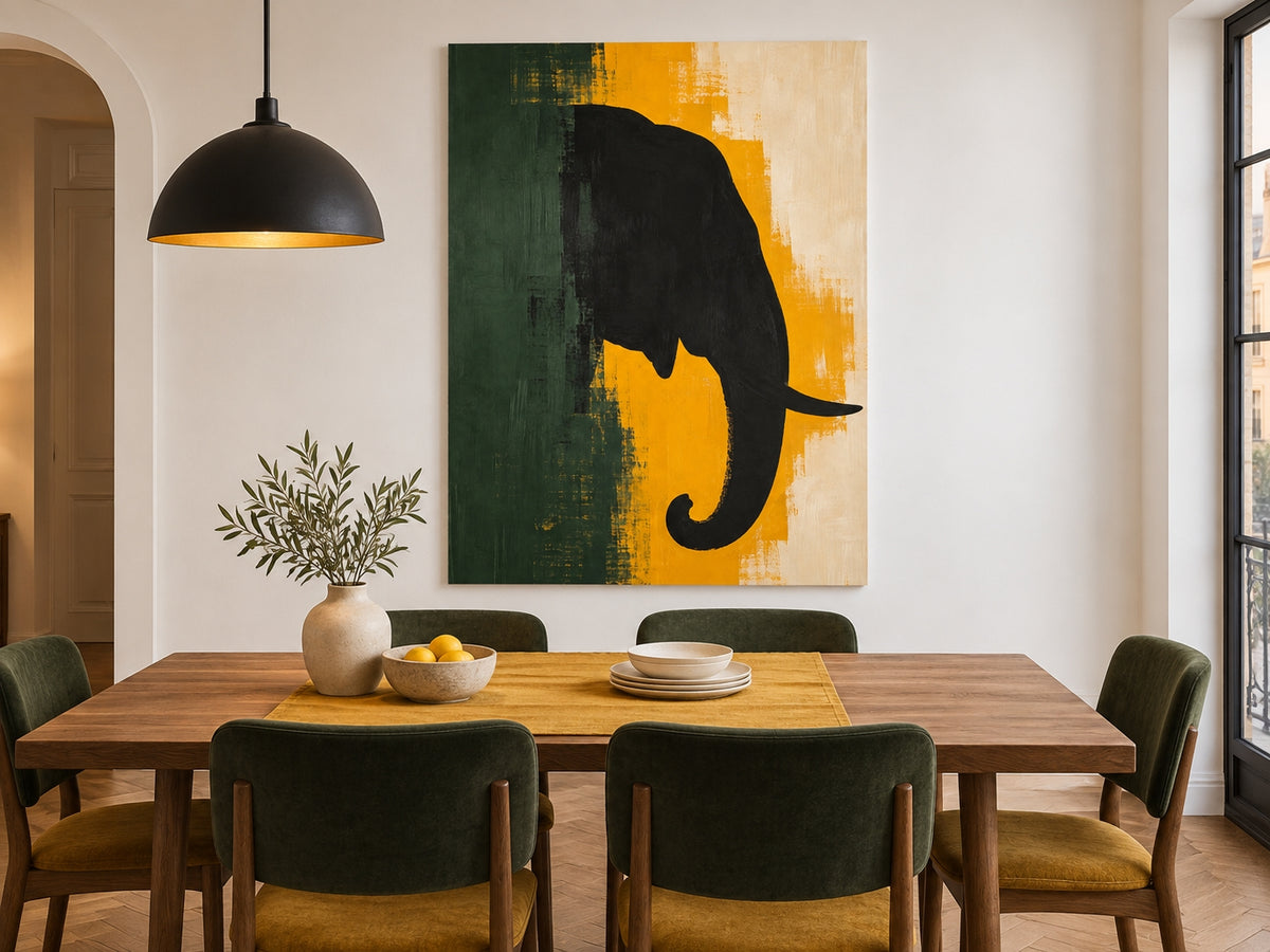 Abstract Geometric Animal Art With Heavy Texture And Retro Color Palette