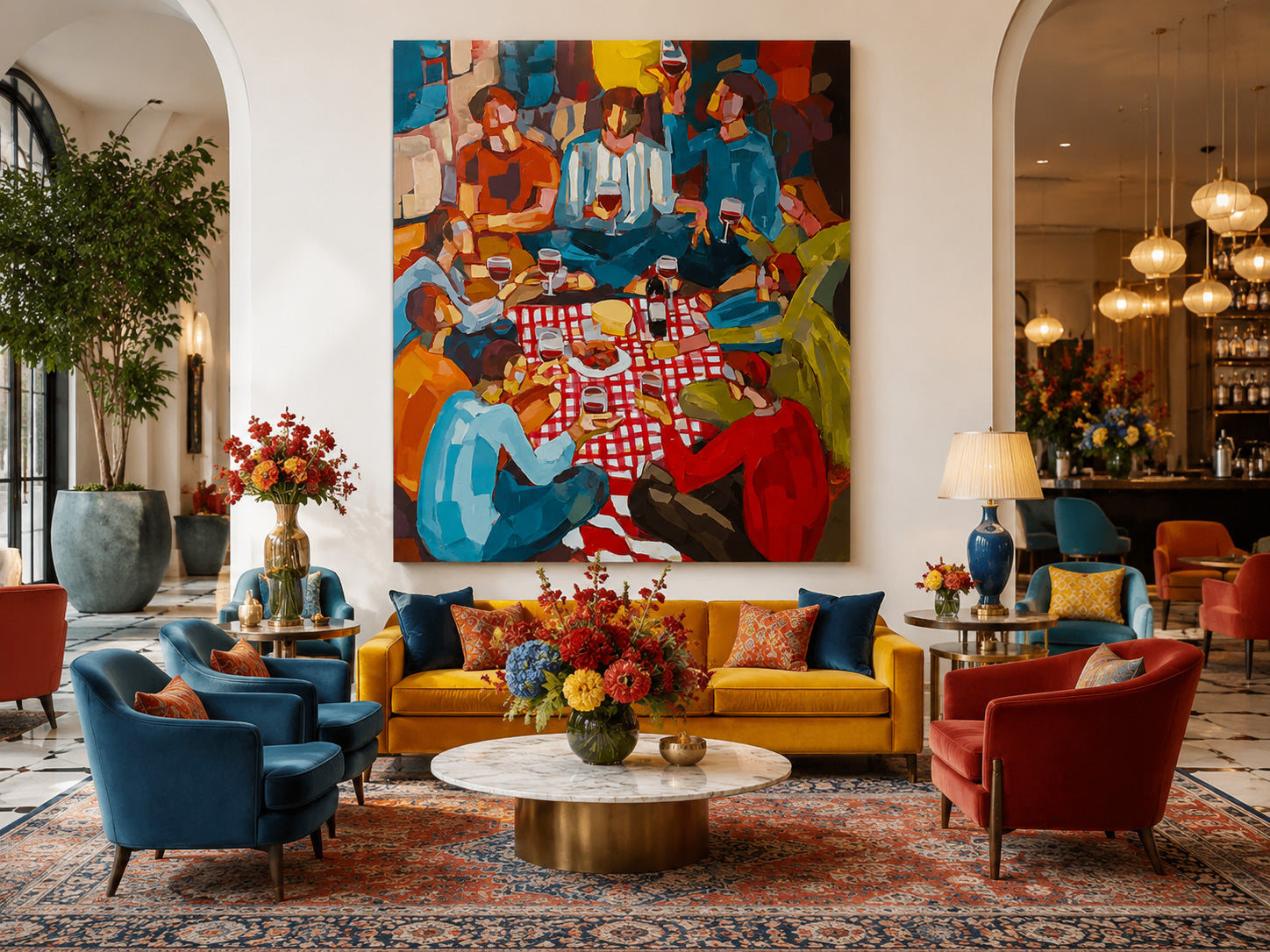 Unique Colorful Group Portrait Art Painting Ideal Gift For Art Lovers And Housewarming Celebration