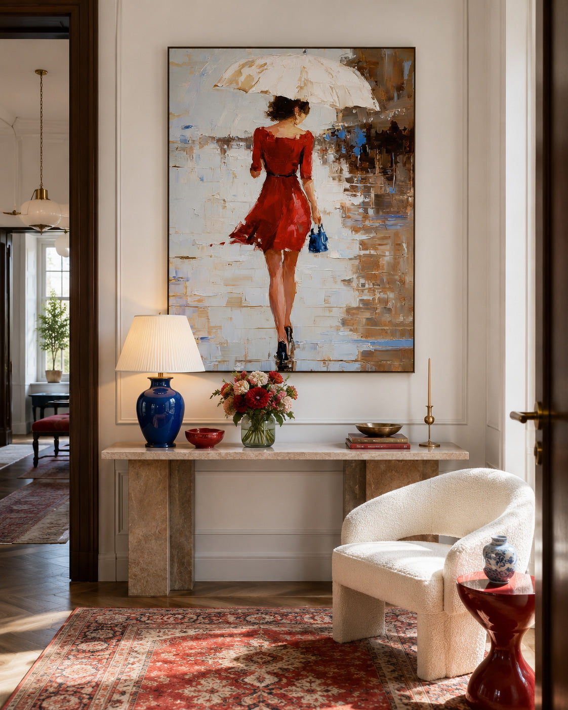 Impressionist Street Scene Art With Textured Brushstrokes For Entryway