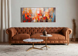 Textured Original Oil Painting On Canvas Bright Colorful Acrylic Painting Large Modern Abstract Urban Living Room Wall Art