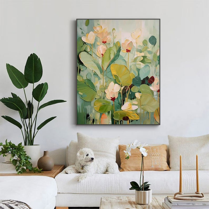 Extra Large Textured Abstract Flower Paintings Contemporary Floral Paintings Spring Painting Framed Floral Wall Art