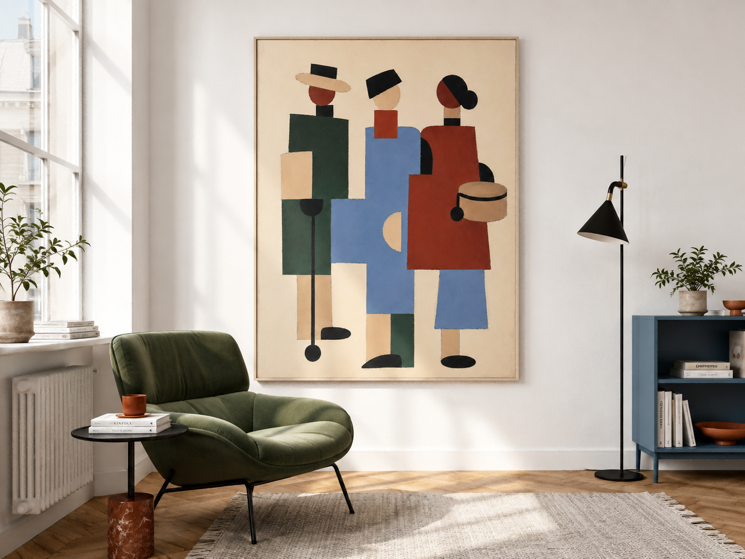 Minimalist Geometric Oil Painting In Modernist Style