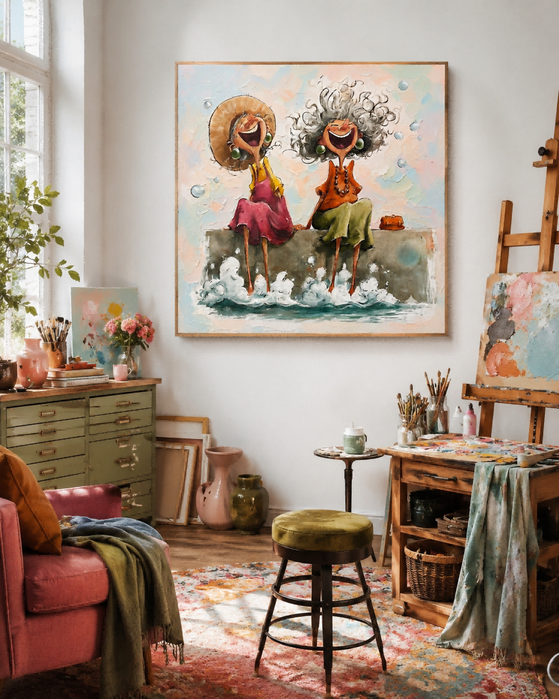 Textured Expressive Figure Art With Vibrant Colors For Modern Walls