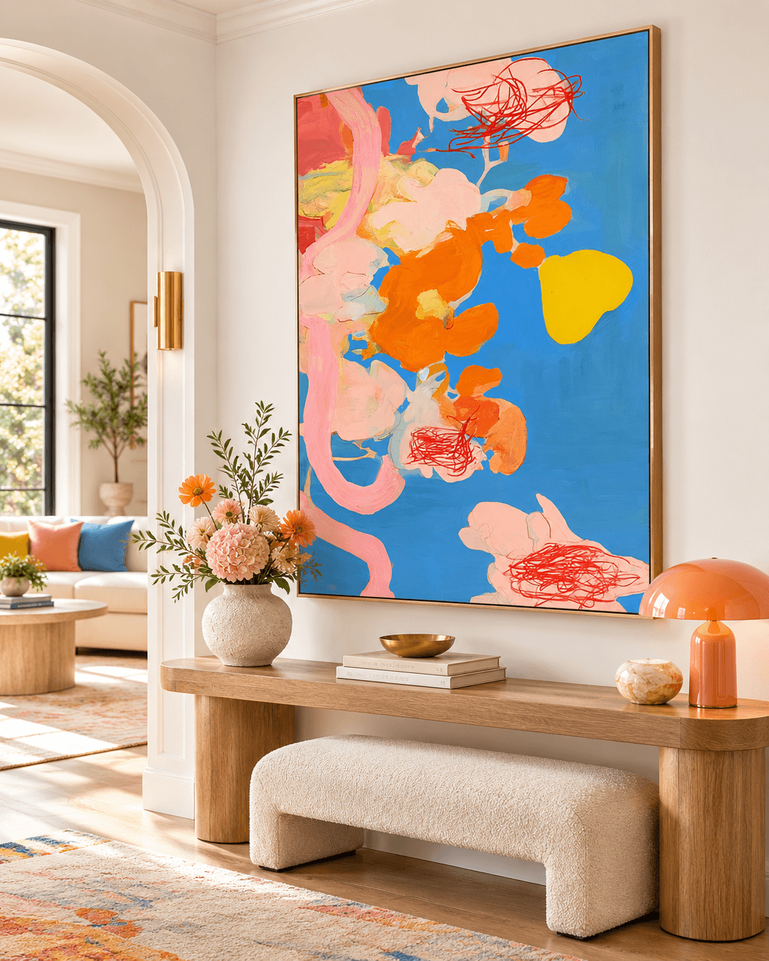 Scandinavian Style Abstract Art With Graffiti Touch And Bright Hues