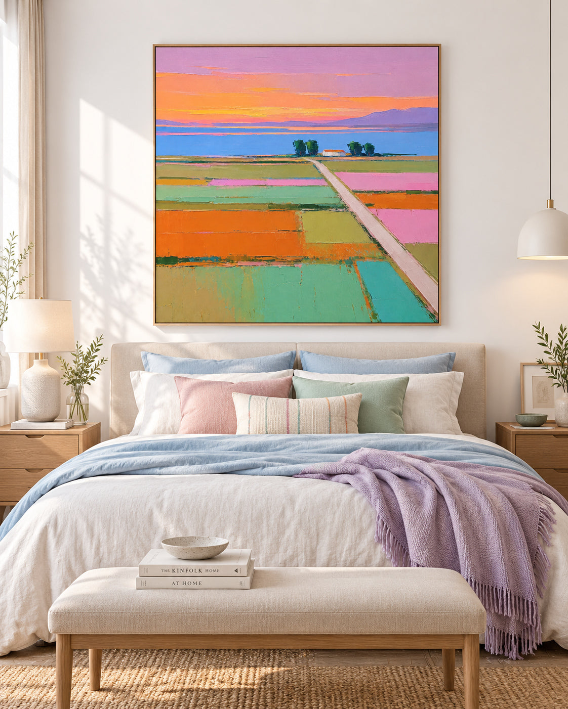 Modern Colorful Wall Art For Living Room And Bedroom Decor With Sunset View