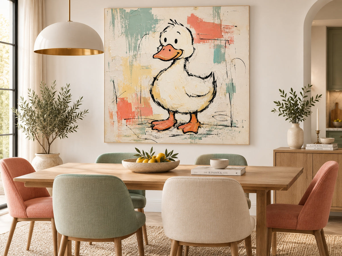 Abstract Graffiti Duck Painting Textured Modern Art For Playful Interiors
