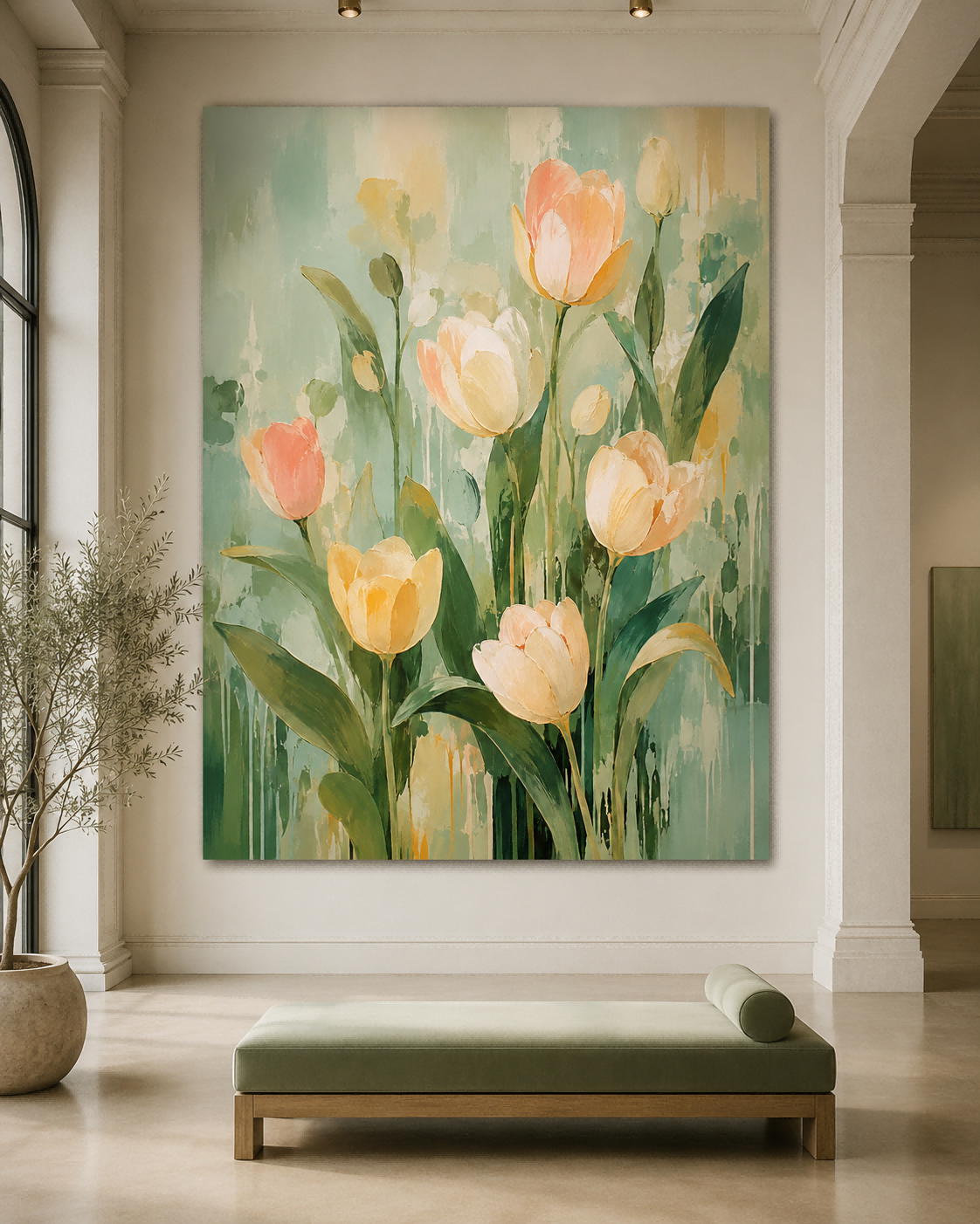 Modern Impasto Style Abstract Flower Painting With Textured Finish