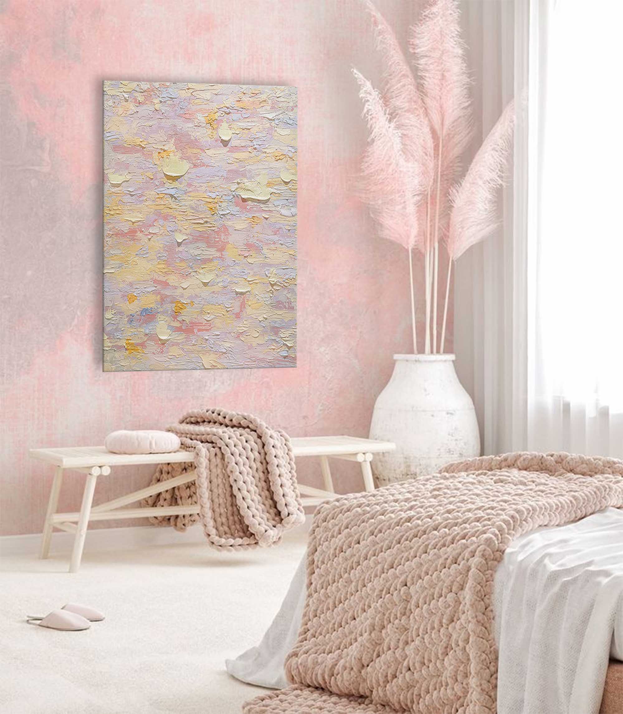 Textured Wall Art Pink Painting On Canvas Original Abstract Painting Large Modern Colorful Wall Art