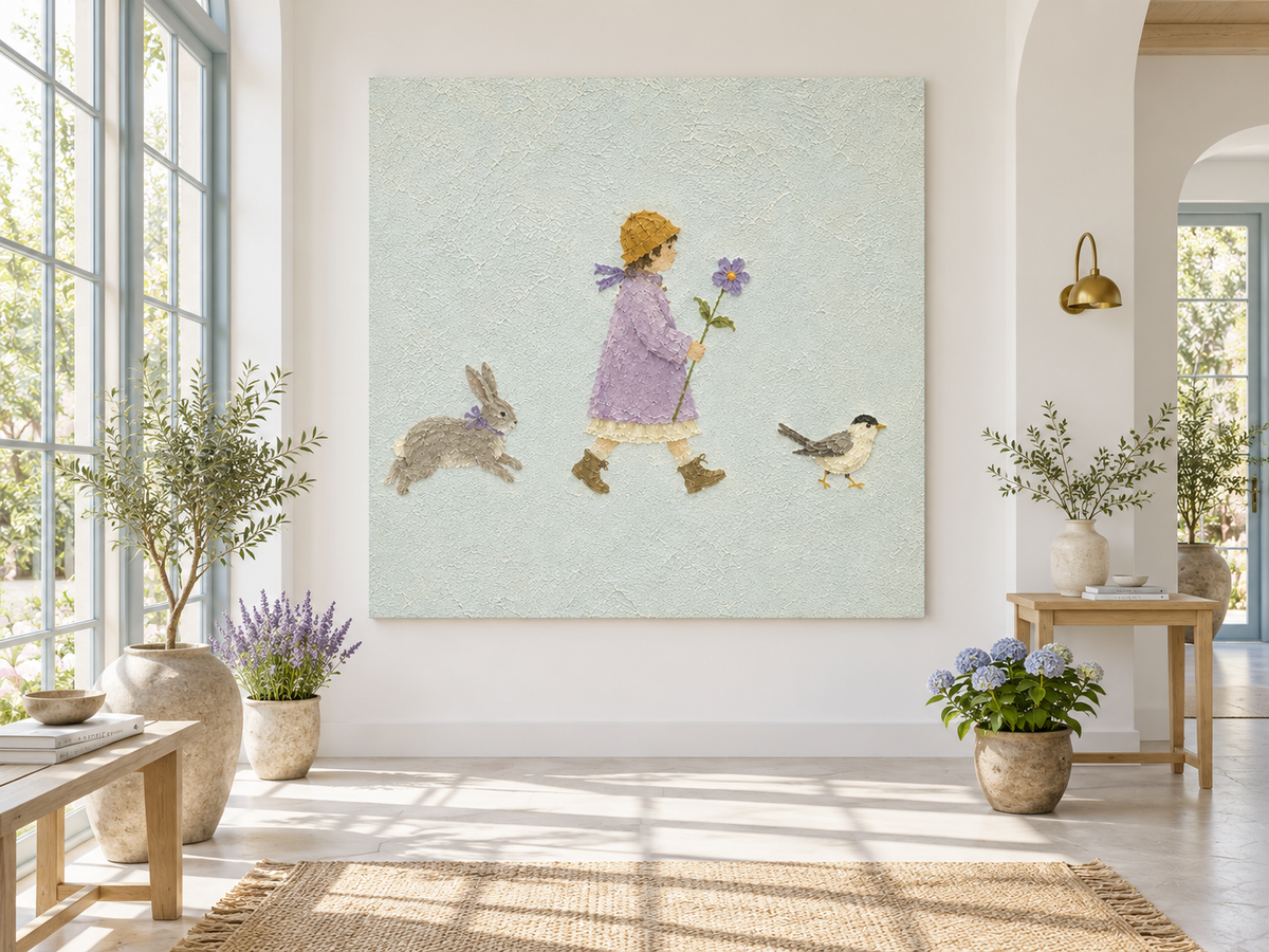 Modern Textured Abstract Painting With Fairytale Theme