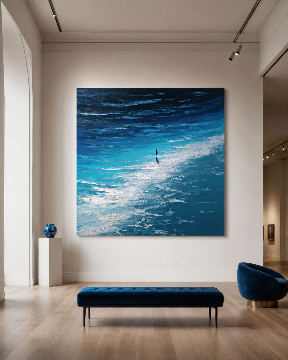 Abstract People Painting In Deep Sea Setting With Rich Texture For Lounge Wall Art