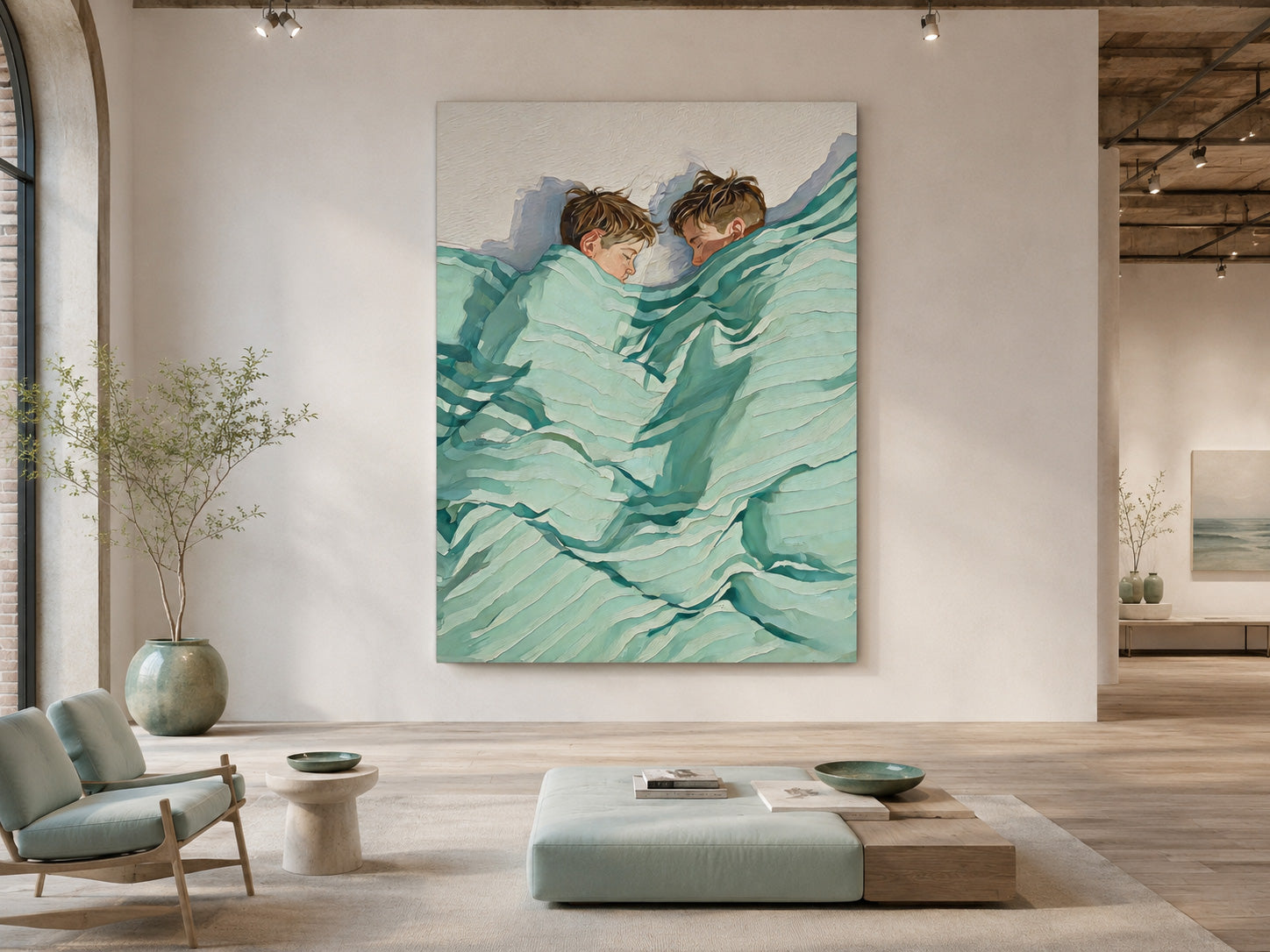 Healing Brotherly Love Art Original Oil Painting For Modern Home Decor