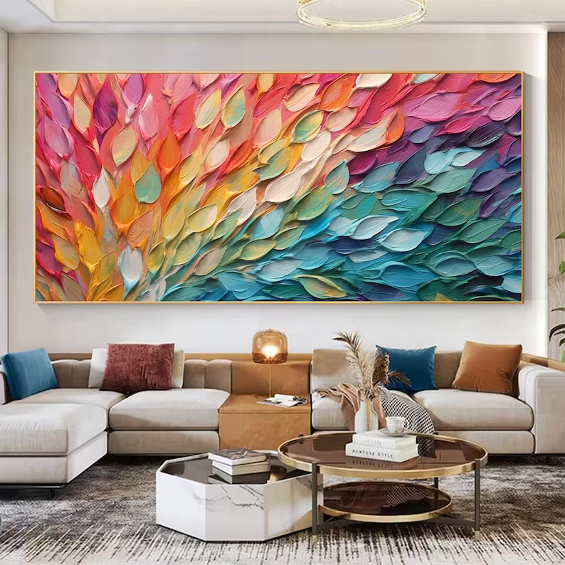 Original Texture Oil Painting On Canvas Large Bright Colorful Acrylic Painting Modern Abstract Living Room Wall Art