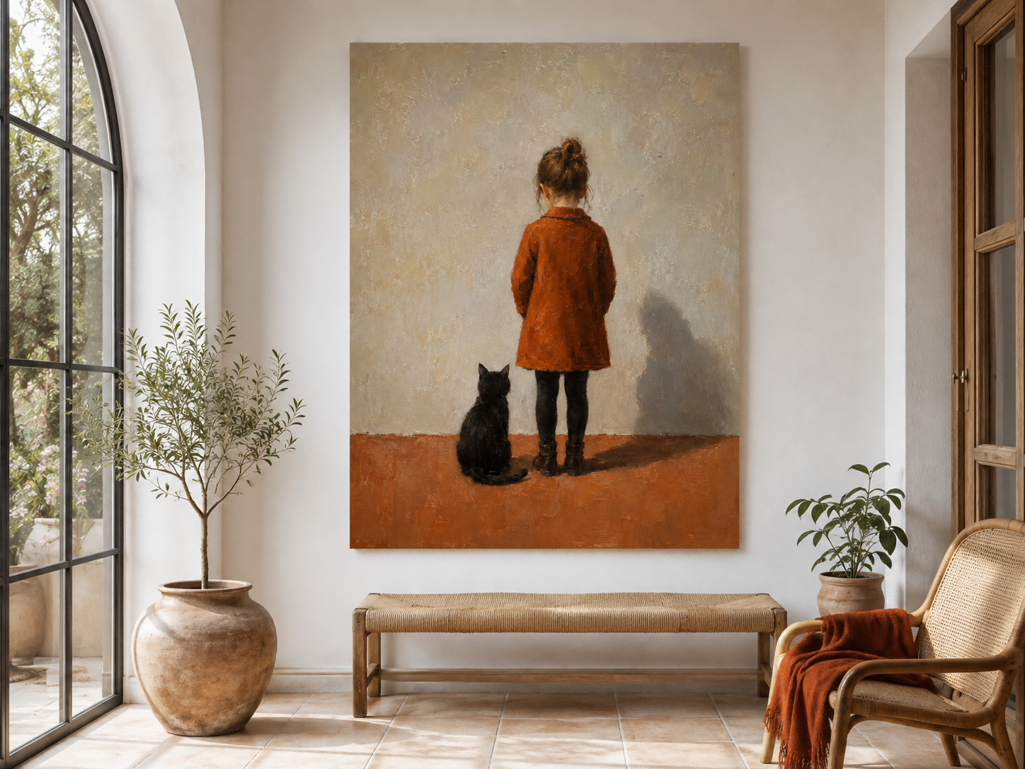 Modern Realist Figure Art For Living Room Warm Brown Tones