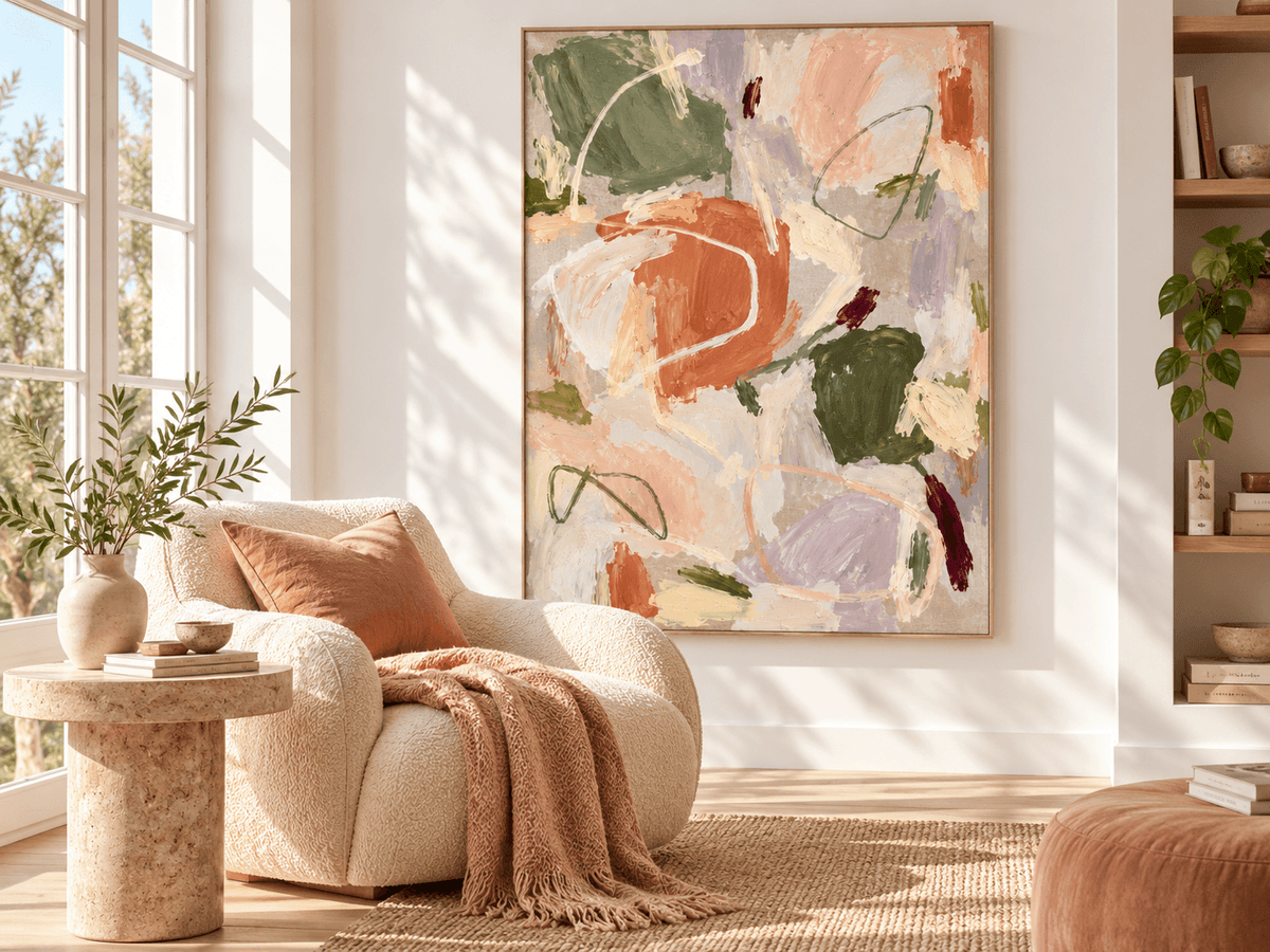Abstract Hand-Painted Canvas Art With Earthy Tones And Textured Brushwork