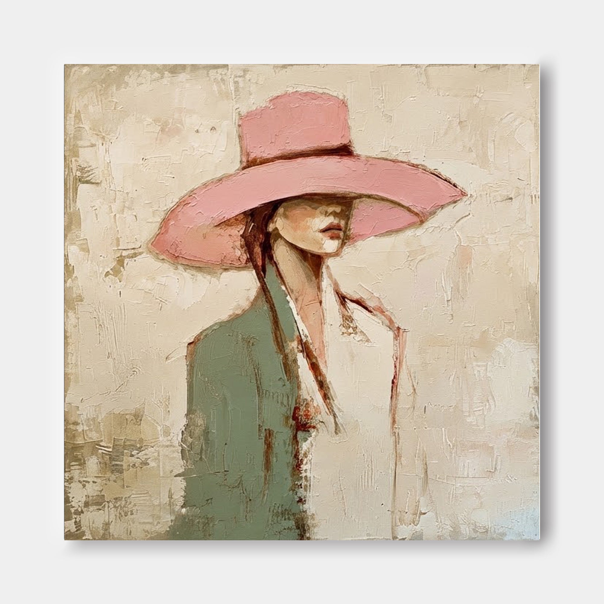 Original Hand Painted Woman Artwork With Textured Canvas Ideal For Luxury Home Interior Design