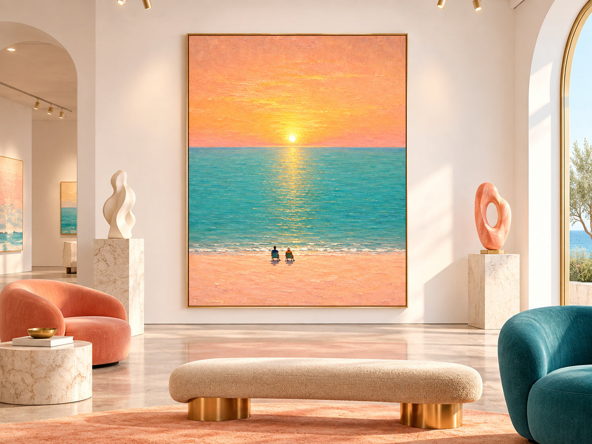 Original Impressionist Style Textured Canvas Painting Of A Healing Seascape
