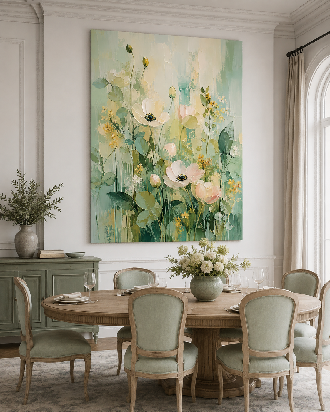 Modern Abstract Impasto Flower Painting With Organic Textures And Pastel Colors