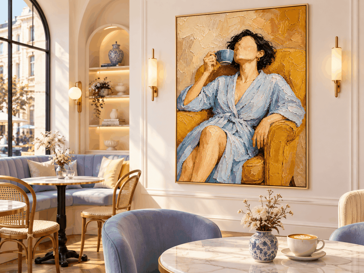 Impressionist Textured Abstract Painting With Warm Vintage Vibes For Bedroom Or Cafe Decor