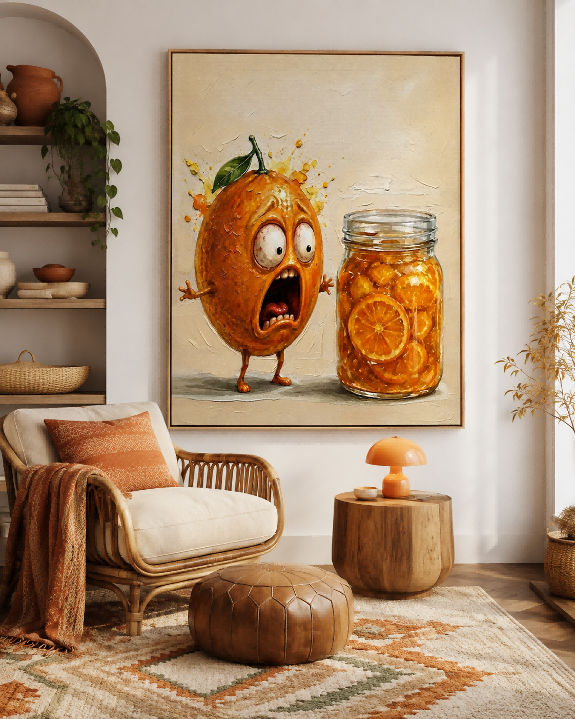 Funny Abstract Orange Painting Pop Art Canvas For Kitchen Wall Decor