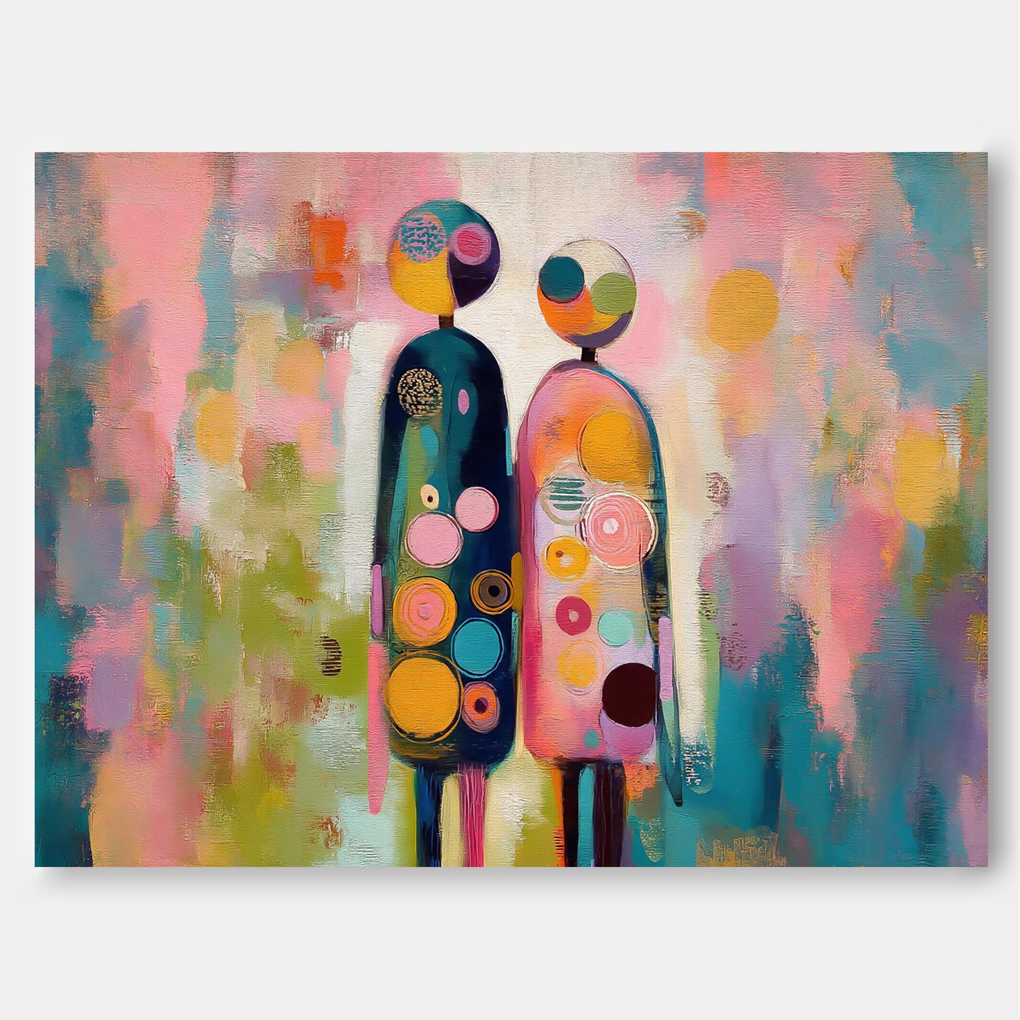 Colorful Abstract Couple Painting Modern Horizontal Canvas Art For Living Room
