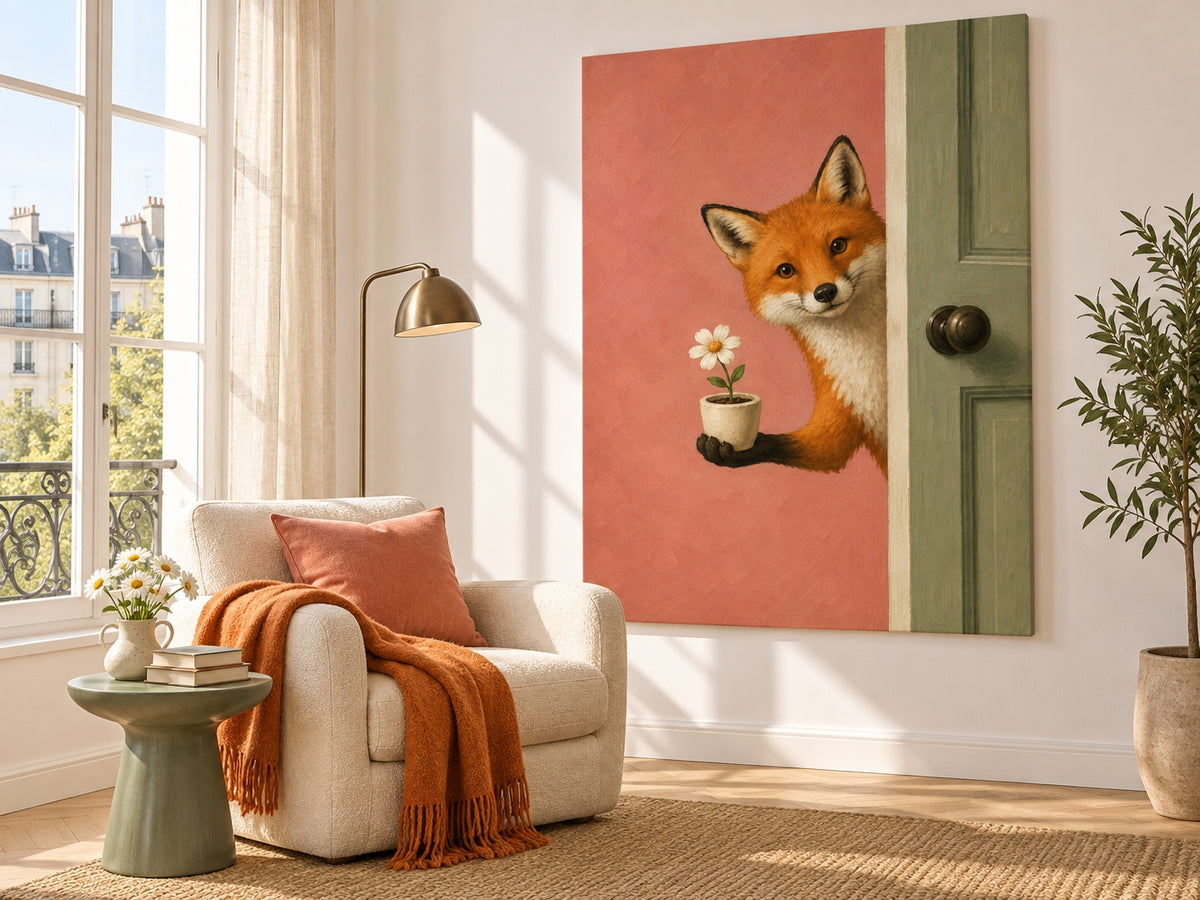 Modern Anthropomorphic Animal Painting Healing Storytelling Canvas Art
