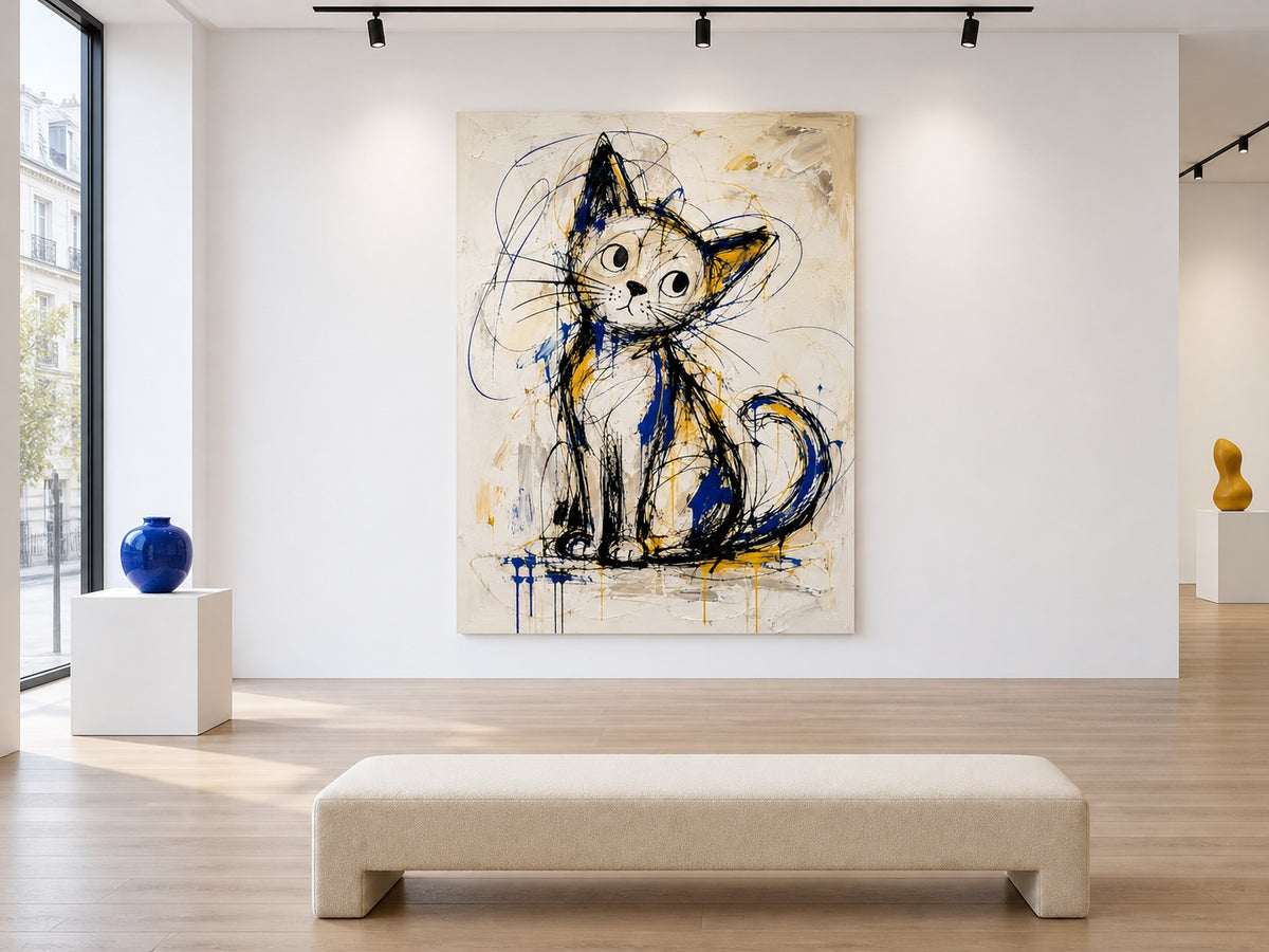 Modern Graffiti Cat Wall Art For Living Room And Kids Bedroom Decor