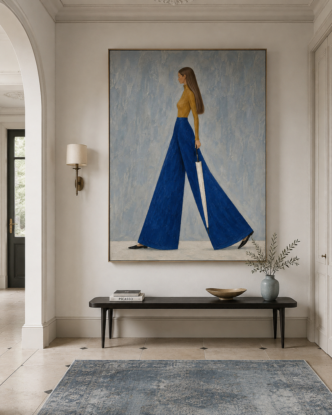 Abstract Figure Painting With Textured Background Original Art