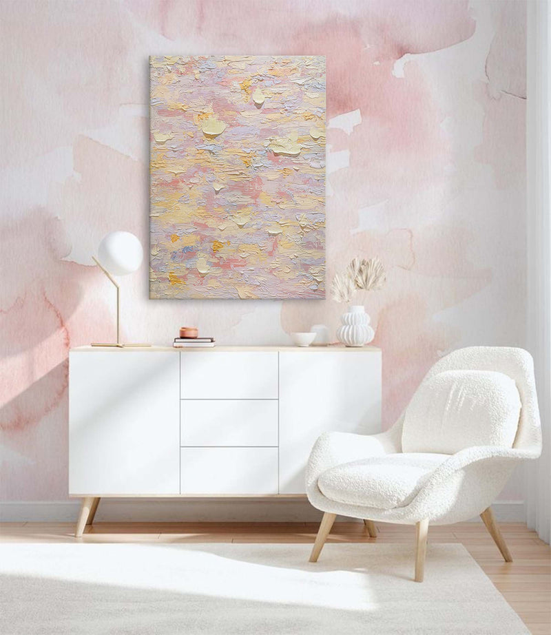 Textured Wall Art Pink Painting On Canvas Original Abstract Painting Large Modern Colorful Wall Art
