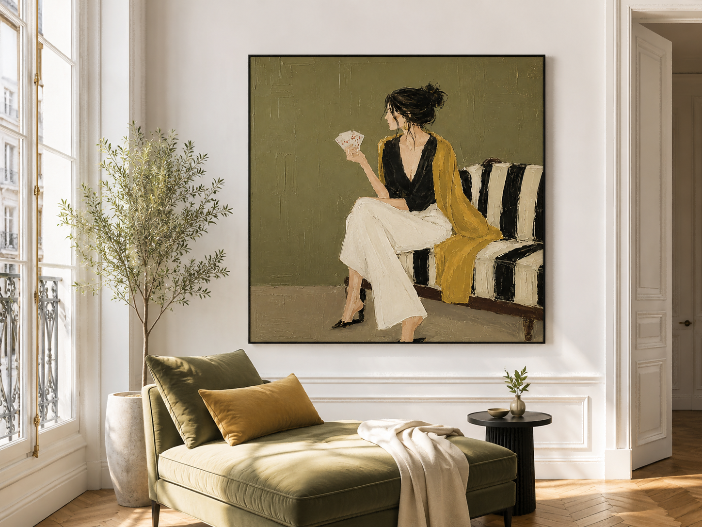 Elegant Square Canvas Art With Expressive Brushstrokes For Chic Lounge And Bedroom Wall Decoration