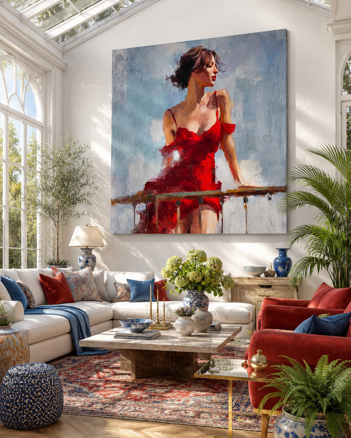 Expressive Female Figure Art With Textured Brushstrokes Square Canvas