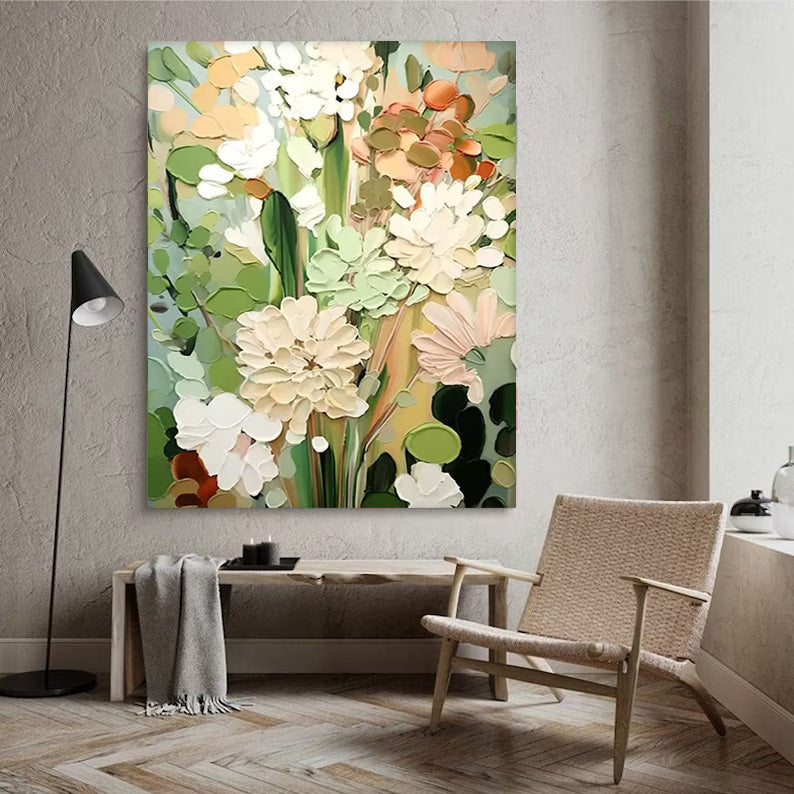 3D Floral Painting Framed Large Flower Wall Art Abstract Flower Acrylic Painting Textured Floral Painting