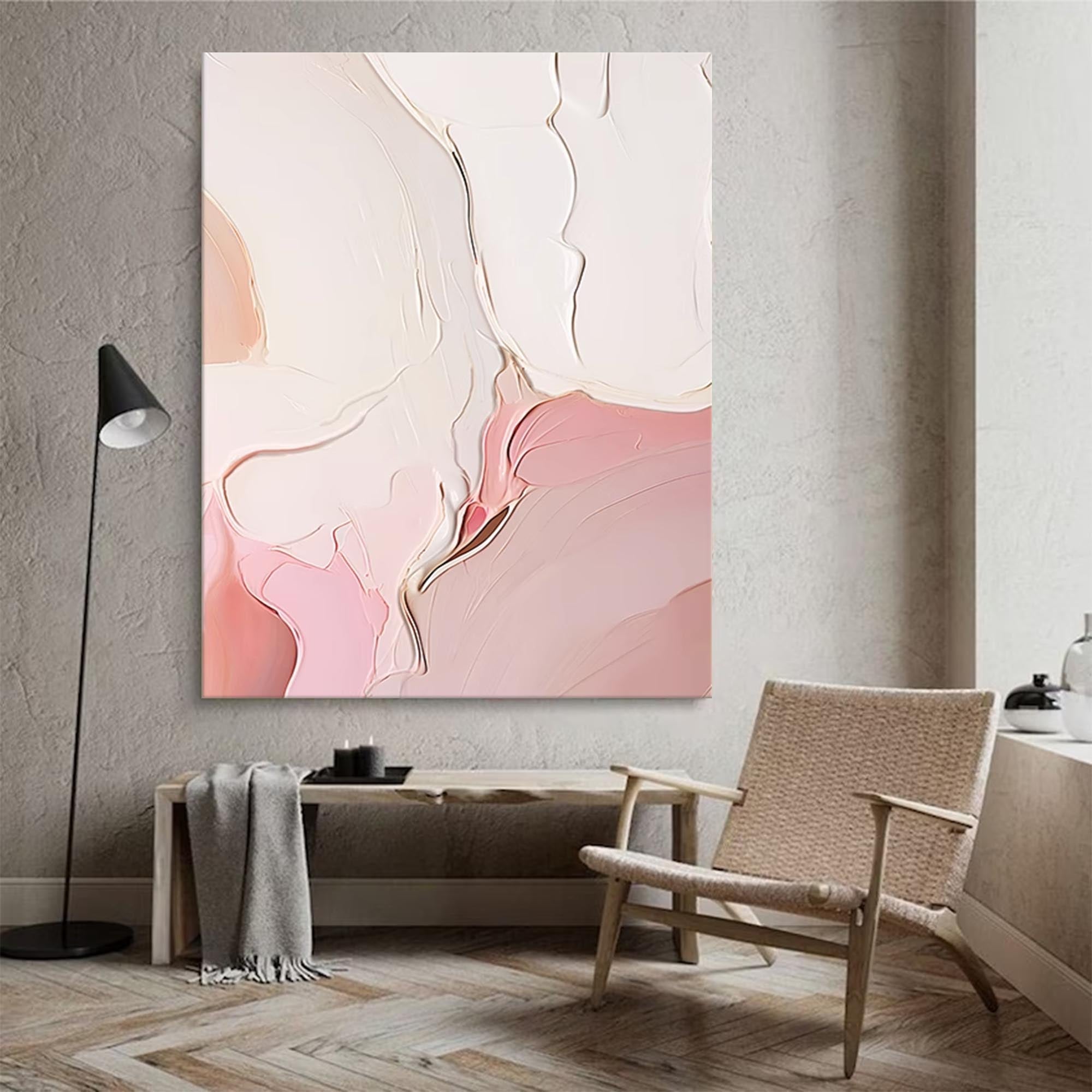 Pink Modern Texture Oil Painting On Canvas Original Abstract Wall Art Large Texture Oil Painting Home Decor