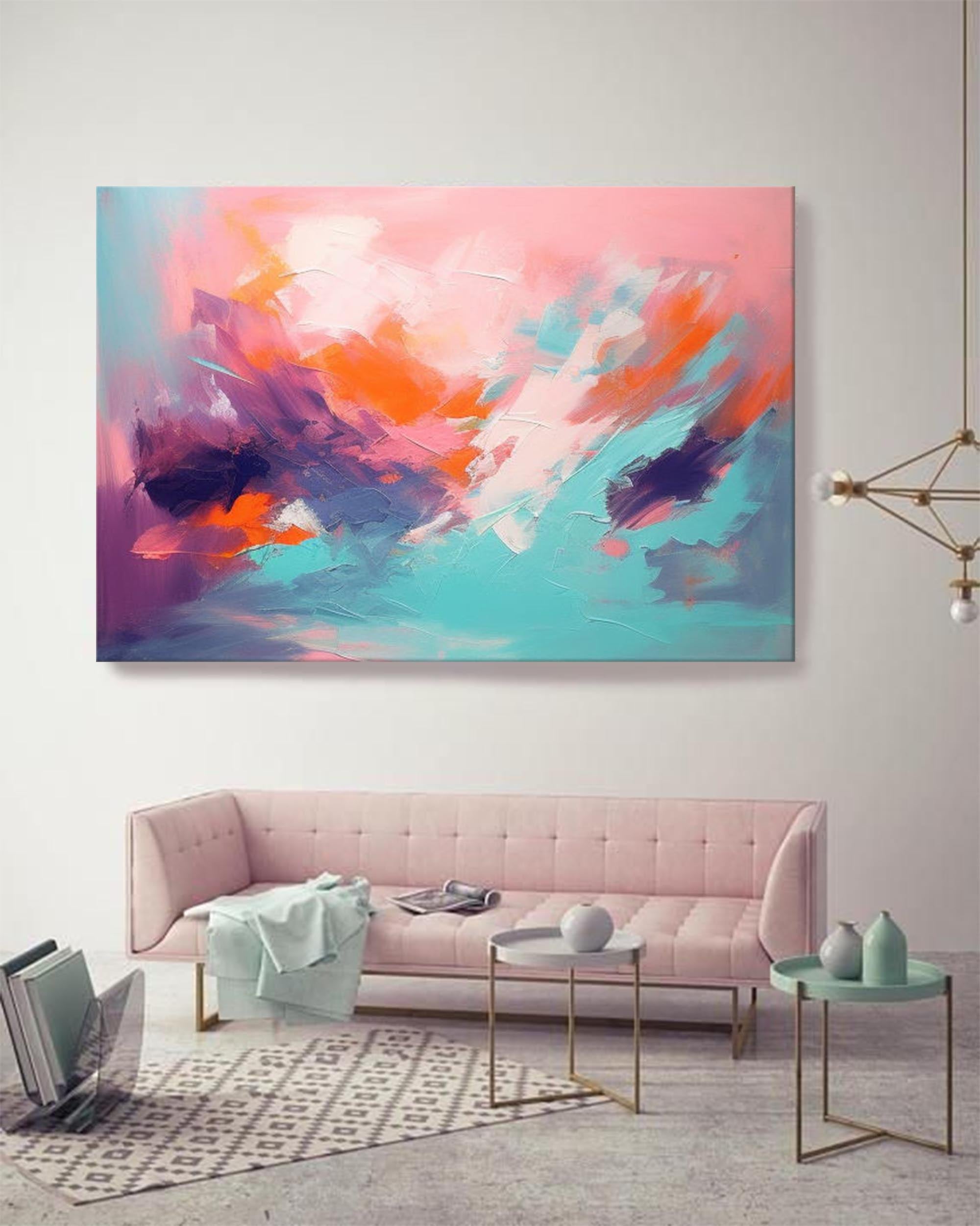 Modern Abstract Painting Bright Colorful Large Abstract Oil Painting Original Wall Art Home Decoration