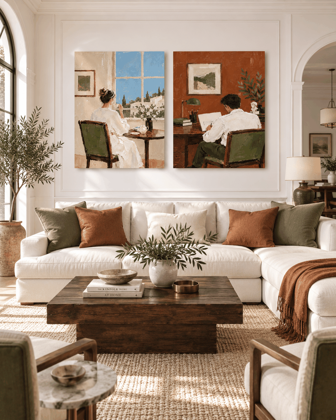 Modern Couple Diptych Hand-Painted Canvas Art With Expressive Texture