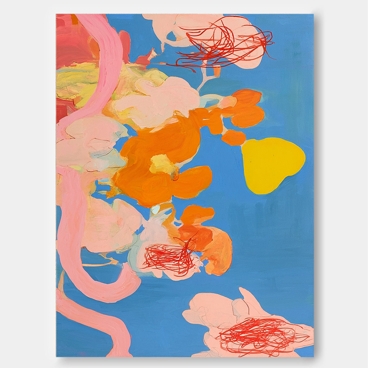 Scandinavian Style Abstract Art With Graffiti Touch And Bright Hues