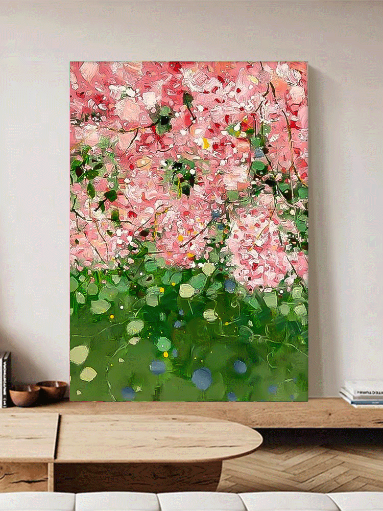 Original Modern Pink Flower Artwork Abstract Hand Painted Oil Painting On Canvas Large Floral Wall Art Home Decor